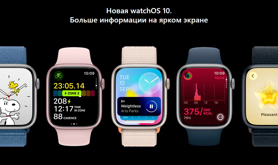 Умные часы Apple Watch Series 9 41 мм Aluminium Case GPS, Pink/Storm Blue Sport Band